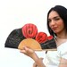 Hand-painted fan. . Red Spyral. w