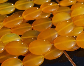 Yellow Chalcedony Agate 18x13 Mm Oval Gemstone Beads 15.5 Inches G55