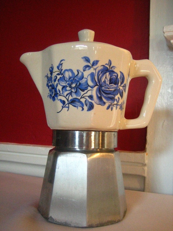 Coffee Espresso Percolator Ceramic Vintage Italy by GleanHouse