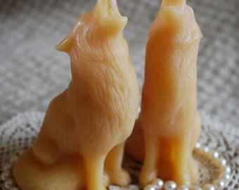 Beeswax Candle Shaped Howling Wolf Totem Candle