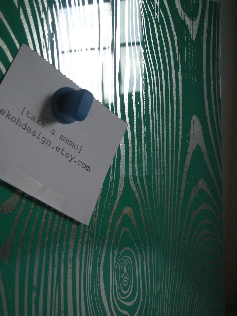 Teal Faux Bois Wood Steel Memo Dry Erase Board