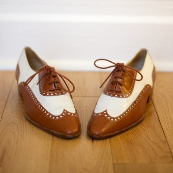 Brown and White Vintage Bally Oxford Shoes by thecrumpetcloset