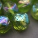 8 Vintage India Glass Green Baroque Nugget Beads AB 13mm