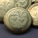 2 Vintage Tooled Floral Raw Brass Round Heart Lockets 24mm