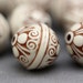 20 Etched Brown White Acrylic Bicone Beads 12mm