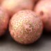 10 Vintage Pink Gold Lucite Sparkle Glitter Round Beads 10mm