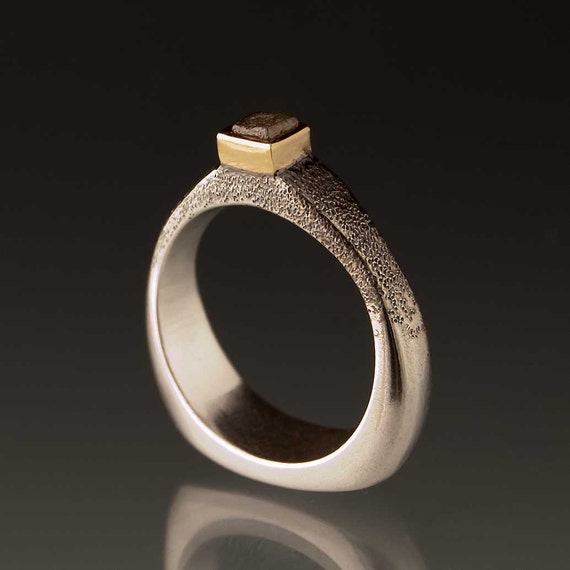 Rough Diamond Ring Rough Diamond Cube in 14k Gold and
