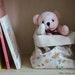 Fabric Basket - Natural Color Cotton Canvas and Sweet Little Kitty Pattern Linen - Pink