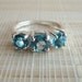 London Blue Topaz Ring Three Stone Sterling Silver December Birthstone