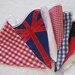 Union Jack British Bunting with Laura Ashley Toile fabric Made to Order Red White Blue