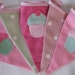 Cupcake Tea Party Banner Bunting Pink and Green Custom made ideal for a Birthday Party or Celebration or Photo prop Custom Made