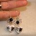 Earrings, Pierced, Dangle, Heart Shaped Lampwork Beads In White and Black