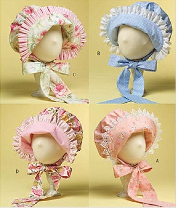 BABY BONNET Sewing Pattern 4 Bonnets Hats OOP