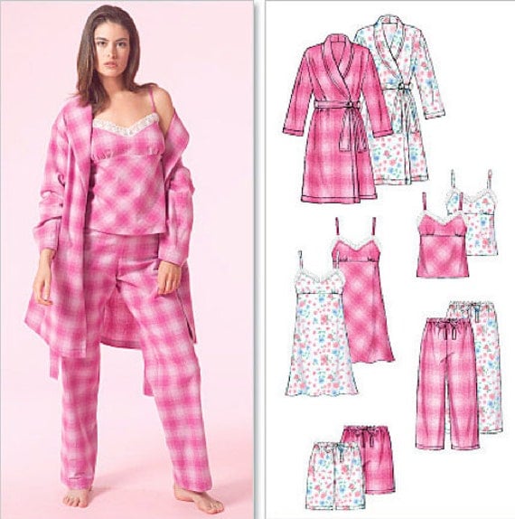 PAJAMAS NIGHTGOWN ROBE Sleepwear Sewing Pattern Easy