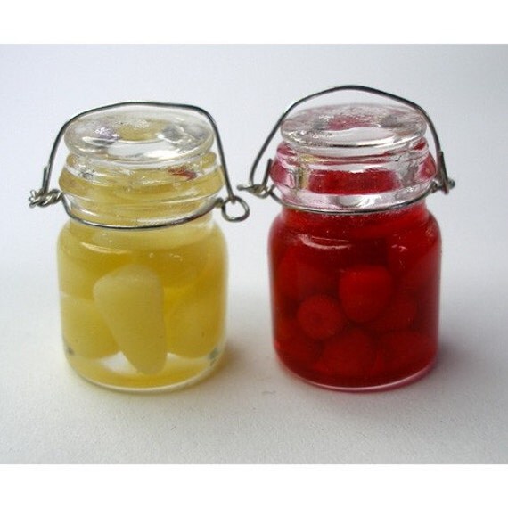 Jars of Preserved Fruit Dollhouse Miniature Food Handmade