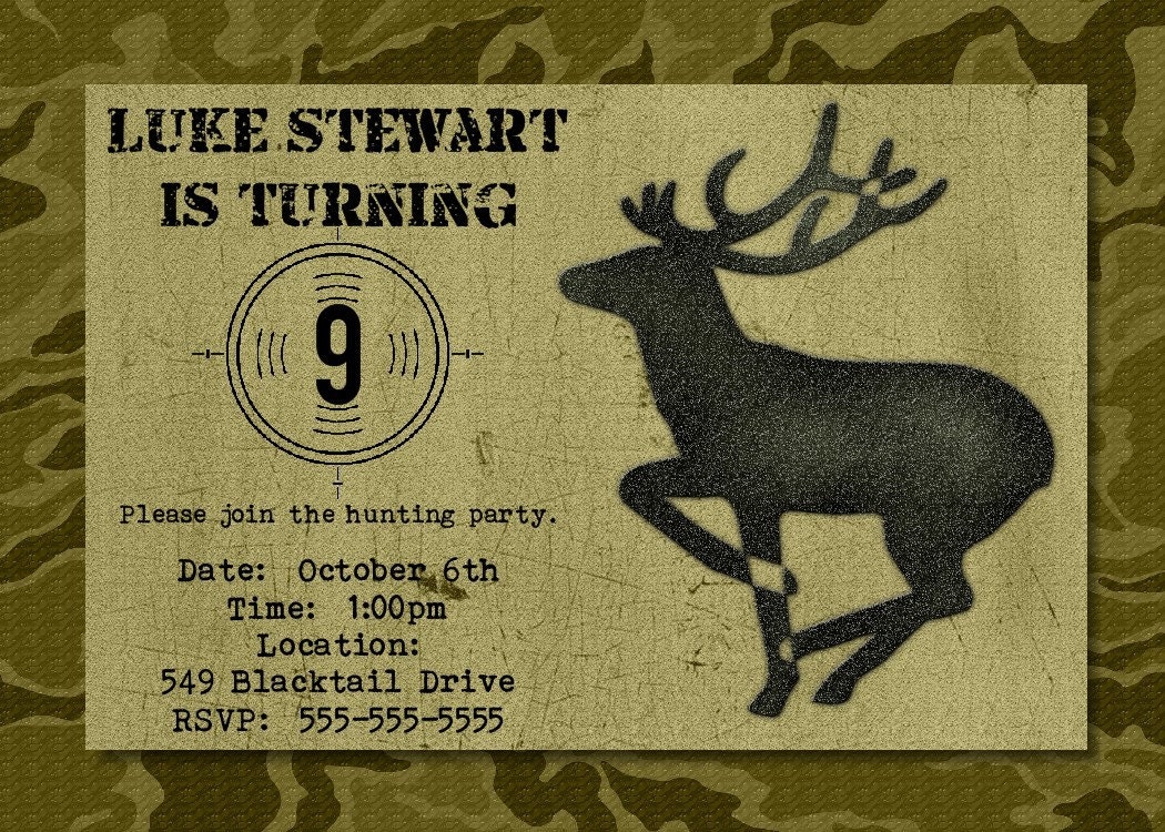 Hunting Birthday Party Invitation Printable by PhotoGreetings