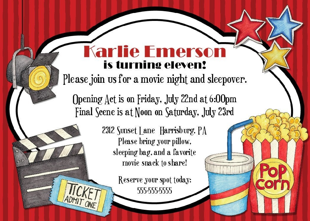 Movie Night Birthday Party Invitation Printable by ...