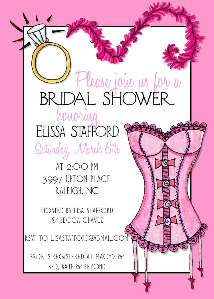 Pink Lingerie Bridal Shower Invitation 5x7 You Print 