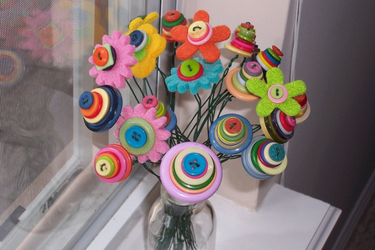 Happy Day Felt Flower and Button Bouquet