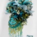 Victorian Christmas or Bridal Ornament in Seaside Aqua, Green and Turquoise Peacock colors