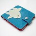 Vinyl Wallet, Deluxe Billfold with Fish Design, turquoise blue sparkle vinyl / red toile and solid red oilcloth with appliqued betta fish