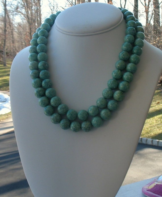 Items Similar To Chunky Green Necklace Statement Green Double Strand