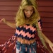 Upcycled Chevron Missoni Zig Zag Pattern Braided Fringe Open Back Shirt Top by Mountain Girl Clothing