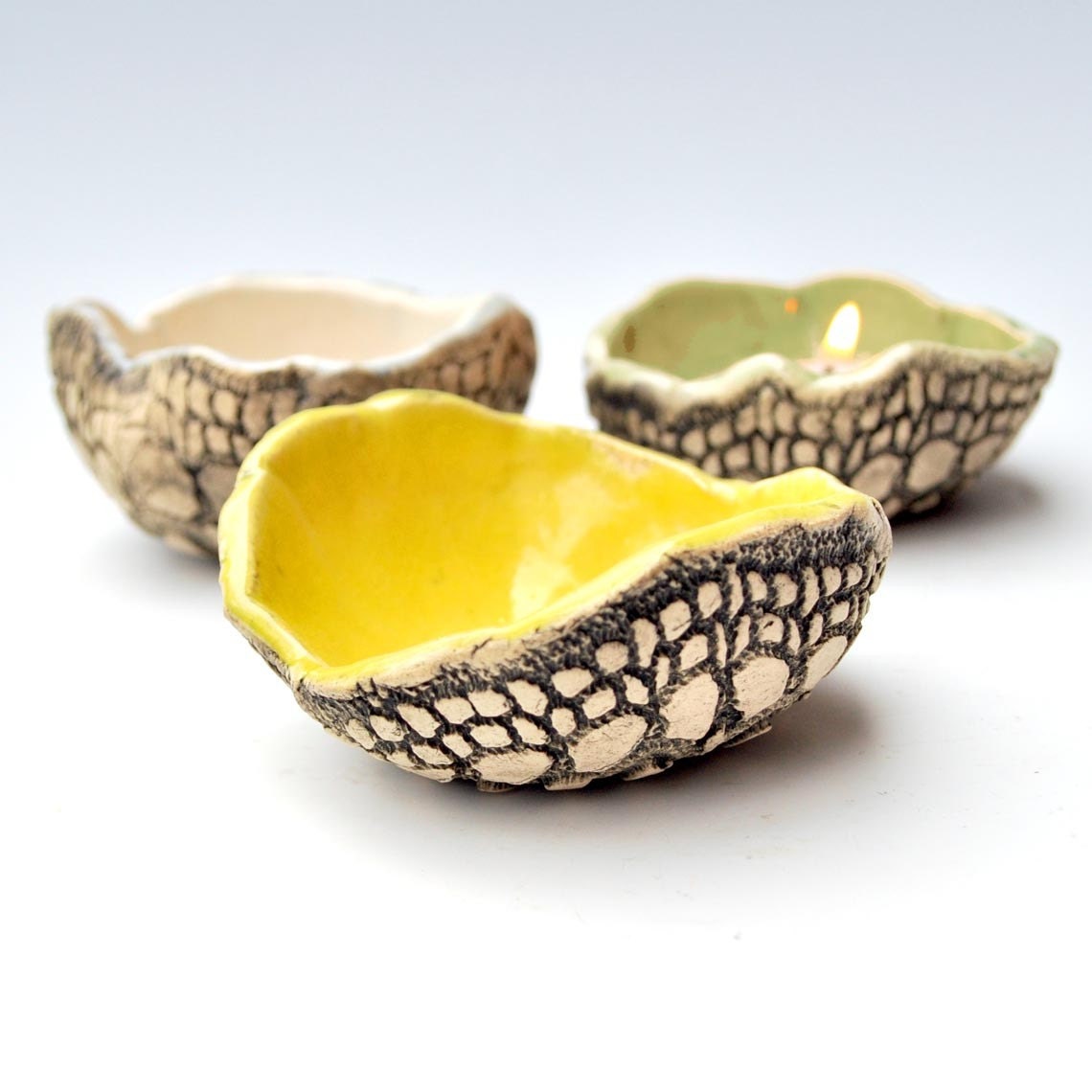 dipping sauce bowl ceramic bowls set of 3 hand built by MarciG