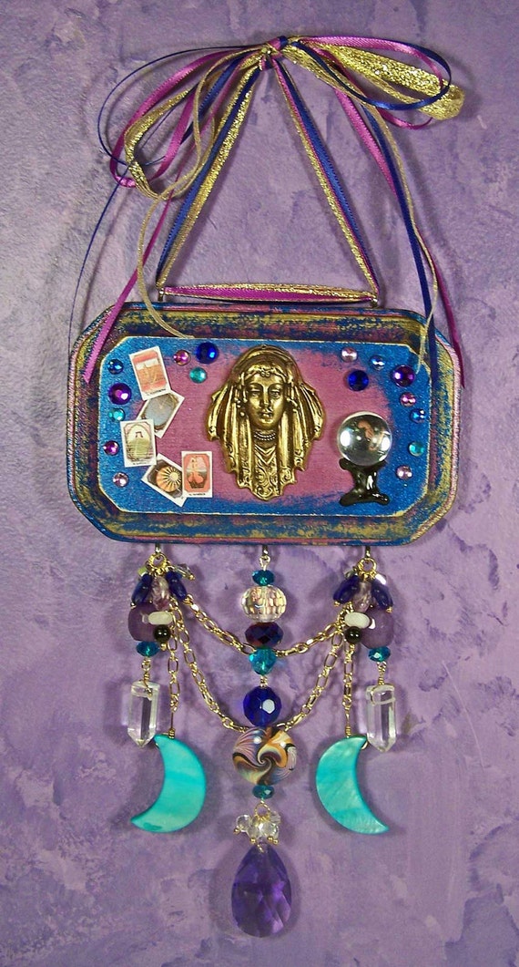 Gypsy Fortune Teller Wall Plaque OOAK Pagan Decor