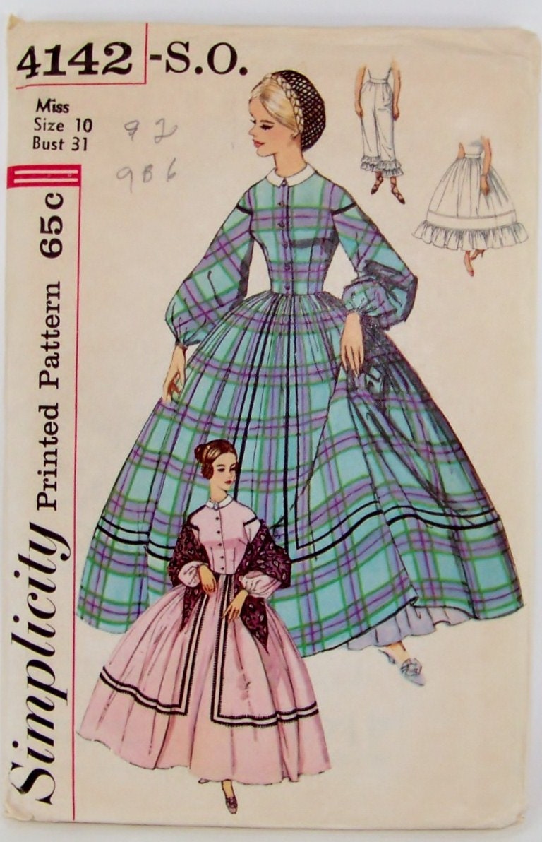 Vintage Simplicity 4142 Sewing Pattern Pioneer Dress costume