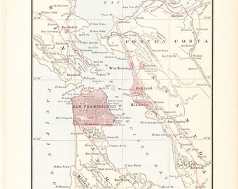 1909 City Map San Francisco California - Vintage Antique Map Great for Framing 100 Years Old