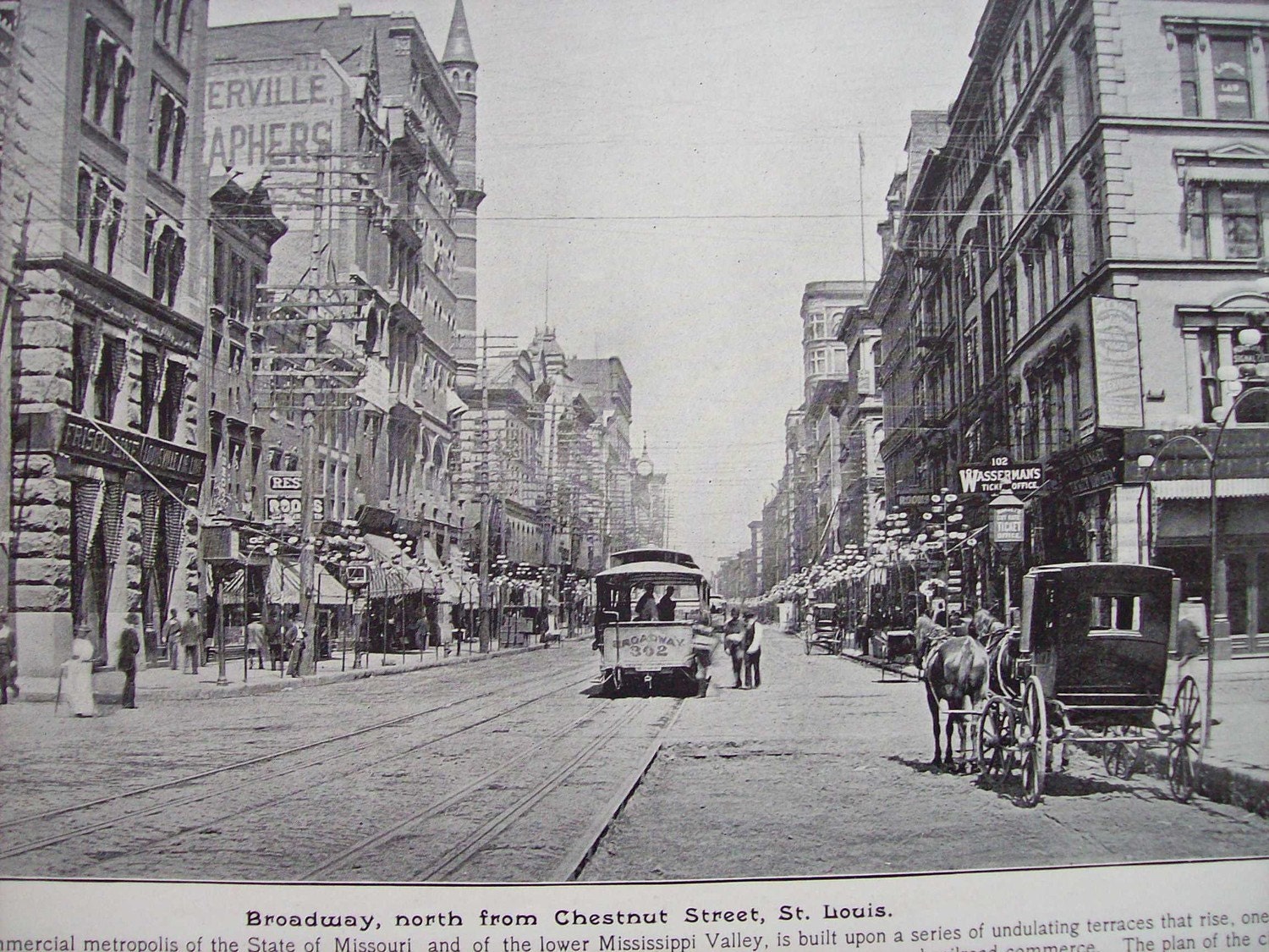 1894 Photography of America Broadway Street St. Louis