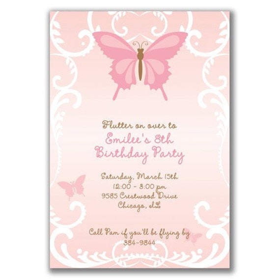 Items similar to 15 Beautiful Butterfly Invitations for ...