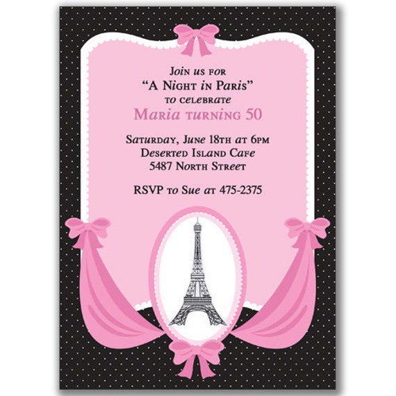 Night+in+Paris+Theme+Birthday Items similar to Night in Paris Invitations for Birthday Party or ...