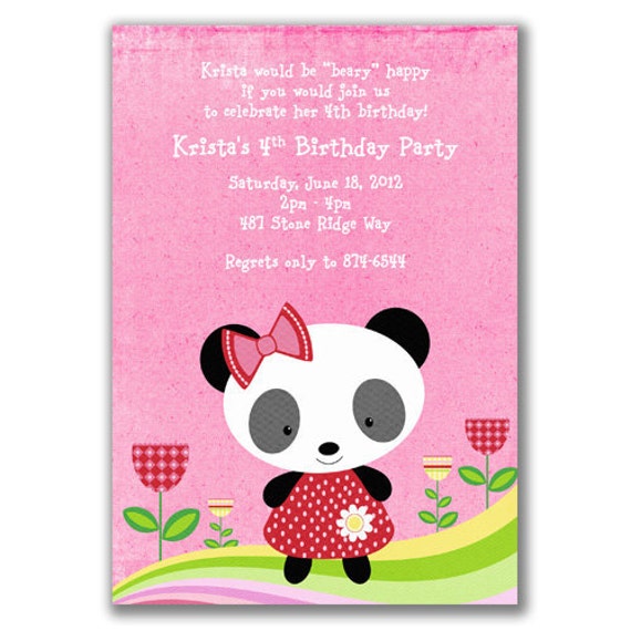 Panda Bear Birthday Party Invitations 7