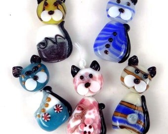 Lampwork Handmade Glass Beads Lovely Cats Beads (L1016)