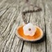 Enamel Necklace - Orange And White Flora