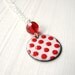 Red On White Polka Dots, Enamel Necklace - Belle