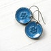 Blue Enamel Earrings, Copper And Sterling Silver, Blue Flower / europeanstreetteam