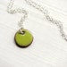 Dainty Enamel Necklace, Sterling Silver And Copper - Tiny Lime Green Dot