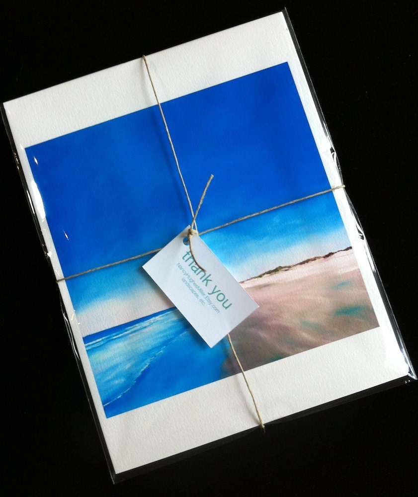 Beach art print in bright blue Blue Sky Beach 8x8