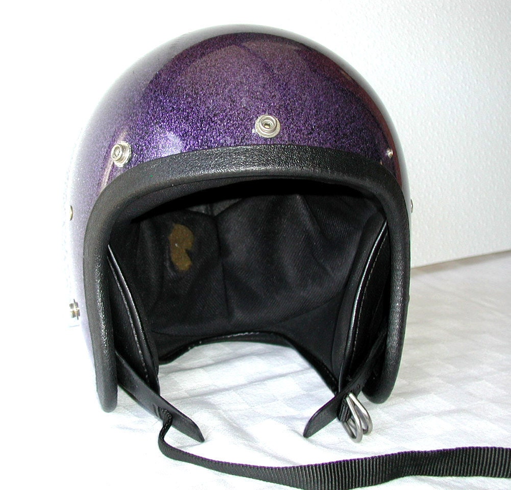 Vintage Motorcycle Helmet PURPLE Metal Flake by SunsetSideVintage