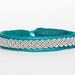 Turquoise SwedArt-Lapland Leather Bracelet-Pewter Braid-Antler Button-XS-B12 Sami