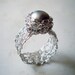 Once in a lifetime crochet pearl ring- fine silver