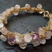 SALE 50% OFF- Rose quartz and Amethyst Bracelet- 14k Gold Filled, crochet wire bracelet
