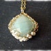 Crochet gold necklace with amazonite - Sky