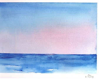 Original Watercolor 9"x12" - Sky and Sea