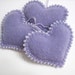 Three Light Purple - Lavender Heart Valentines Day Ornaments Handmade from Felted Cashmere Sweaters