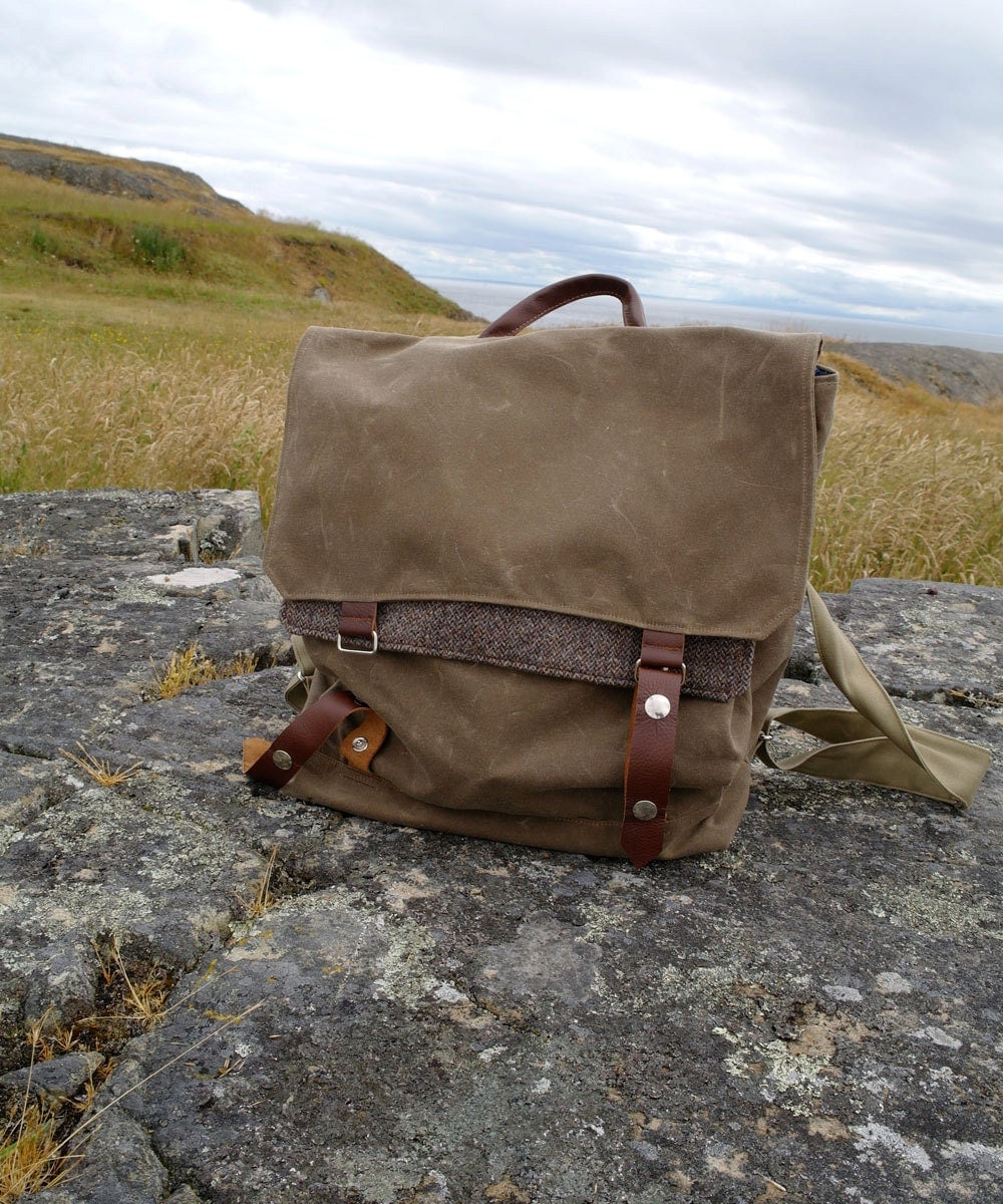 Waxed Canvas Backpack by WoolyBison on Etsy