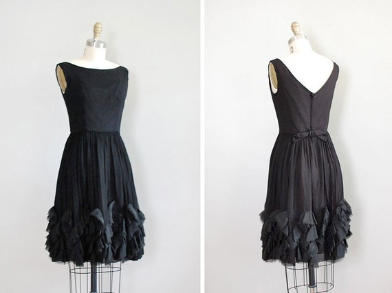 vintage 1950s Revival chiffon ruffle dress